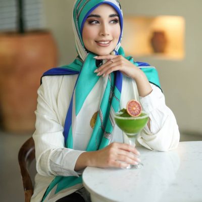روسری رنگی نخی طرح دار کد 2840