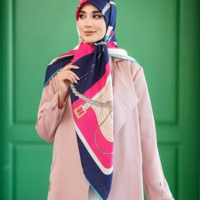 روسری رنگی نخی طرح دار کد 2844