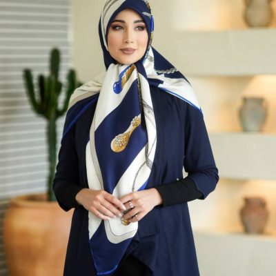 روسری رنگی نخی طرح دار کد 2845