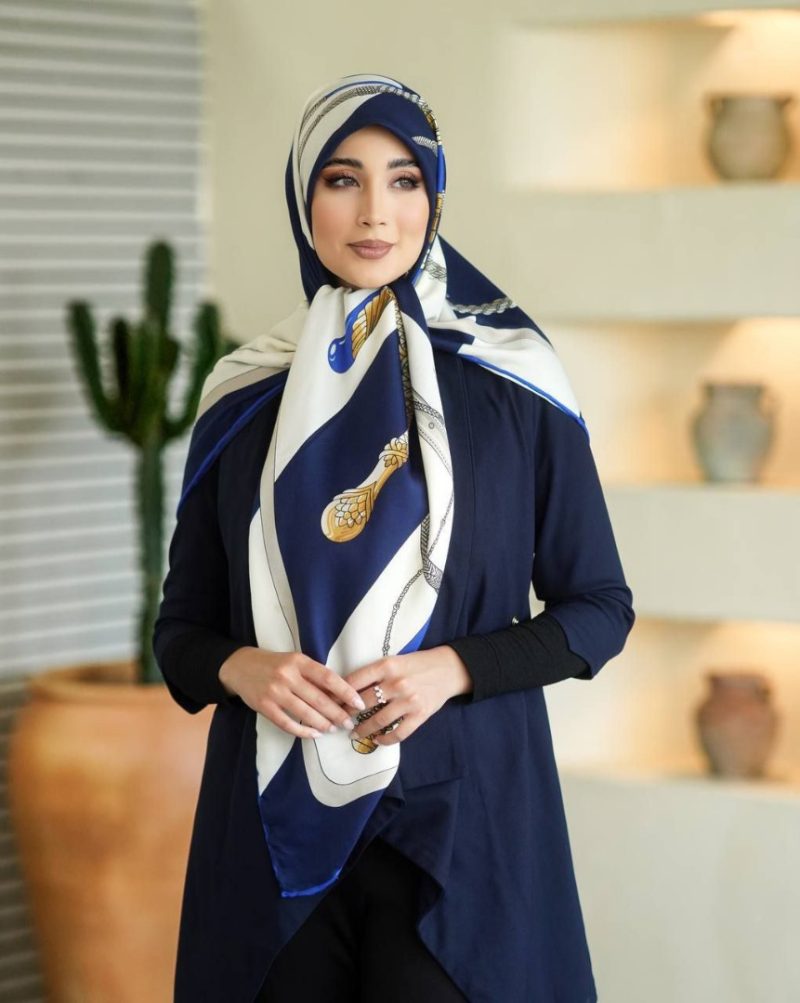 روسری رنگی نخی طرح دار کد 2845 - Image 1