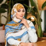 روسری رنگی نخی طرح دار کد 2847