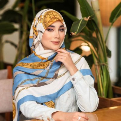 روسری رنگی نخی طرح دار کد 2847