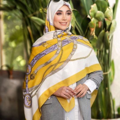 روسری رنگی نخی طرح دار کد 2851