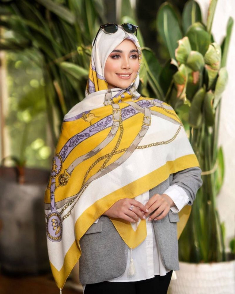 روسری رنگی نخی طرح دار کد 2851 - Image 1