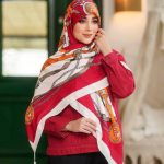 روسری رنگی نخی طرح دار کد 2852