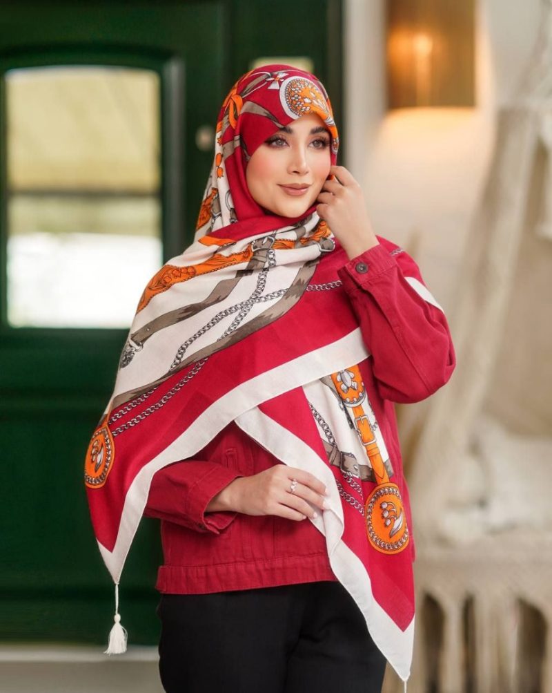 روسری رنگی نخی طرح دار کد 2852 - Image 1