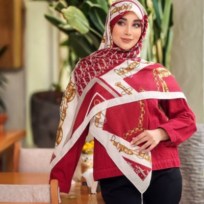روسری رنگی نخی طرح دار کد 2854