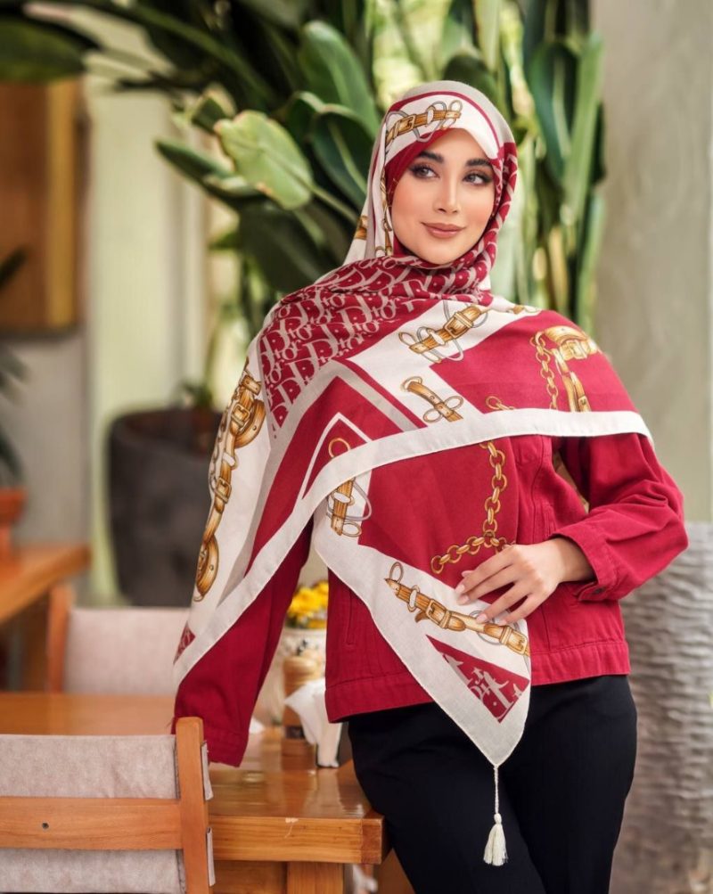 2854 روسری رنگی نخی طرح دار کد 2854 - Image 1