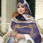 روسری رنگی نخی طرح دار کد 2857