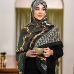 روسری رنگی نخی طرح دار کد 2858