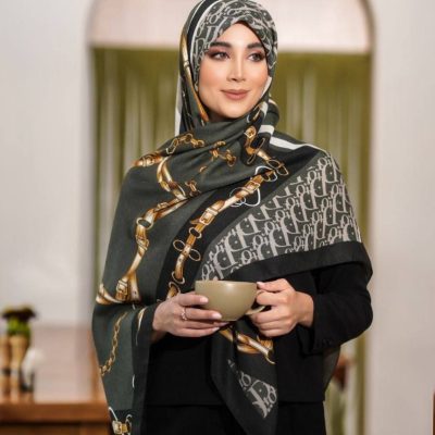 روسری رنگی نخی طرح دار کد 2858