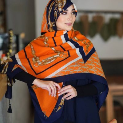 روسری رنگی نخی طرح دار کد 2860