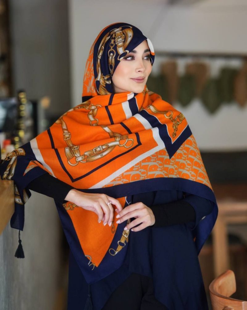 روسری رنگی نخی طرح دار کد 2860 - Image 1