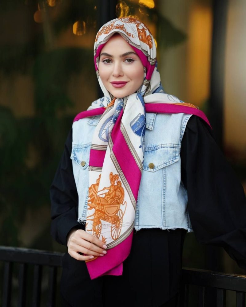 روسری رنگی طرح دار کد 2866 - Image 1