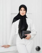 روسری مشکی کار شده کد 2958 - Image 2