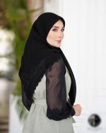 روسری مشکی کار شده کد 2959