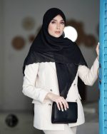 روسری مشکی کار شده کد 2960 - Image 2