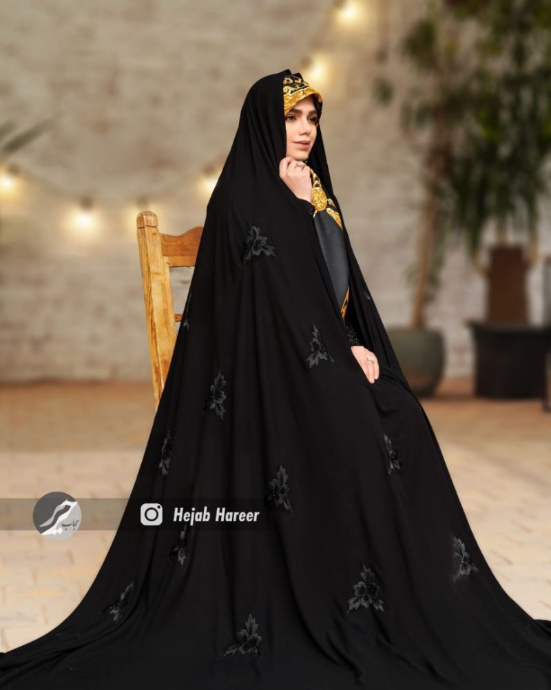 چادر مشکی گلدوزی سنتی کد 6403 - Image 2
