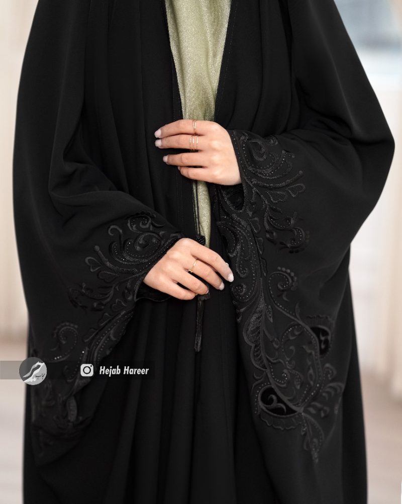چادر مشکی عربی گلدوزی شده کد 6435 - Image 2
