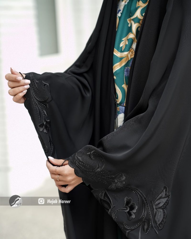6434-3 چادر مشکی عربی گلدوزی شده کد 6434 - Image 1