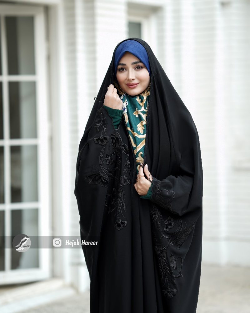 چادر مشکی عربی گلدوزی شده کد 6434 - Image 2
