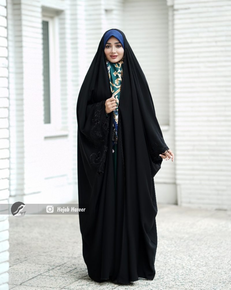 چادر مشکی عربی گلدوزی شده کد 6434 - Image 3