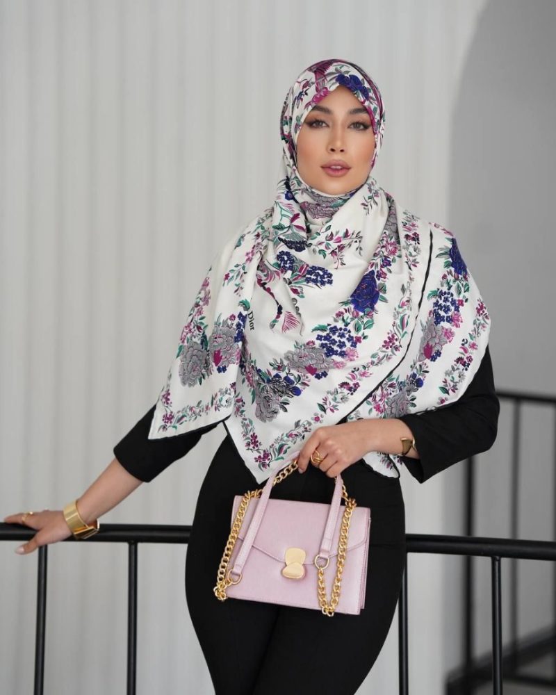 روسری رنگی طرح دار کد 6468 - Image 1