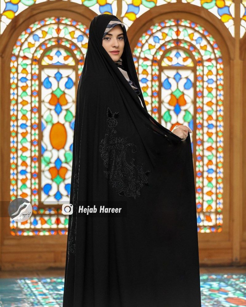 چادر مشکی سنتی گلدوزی شده کد 6557 - Image 3