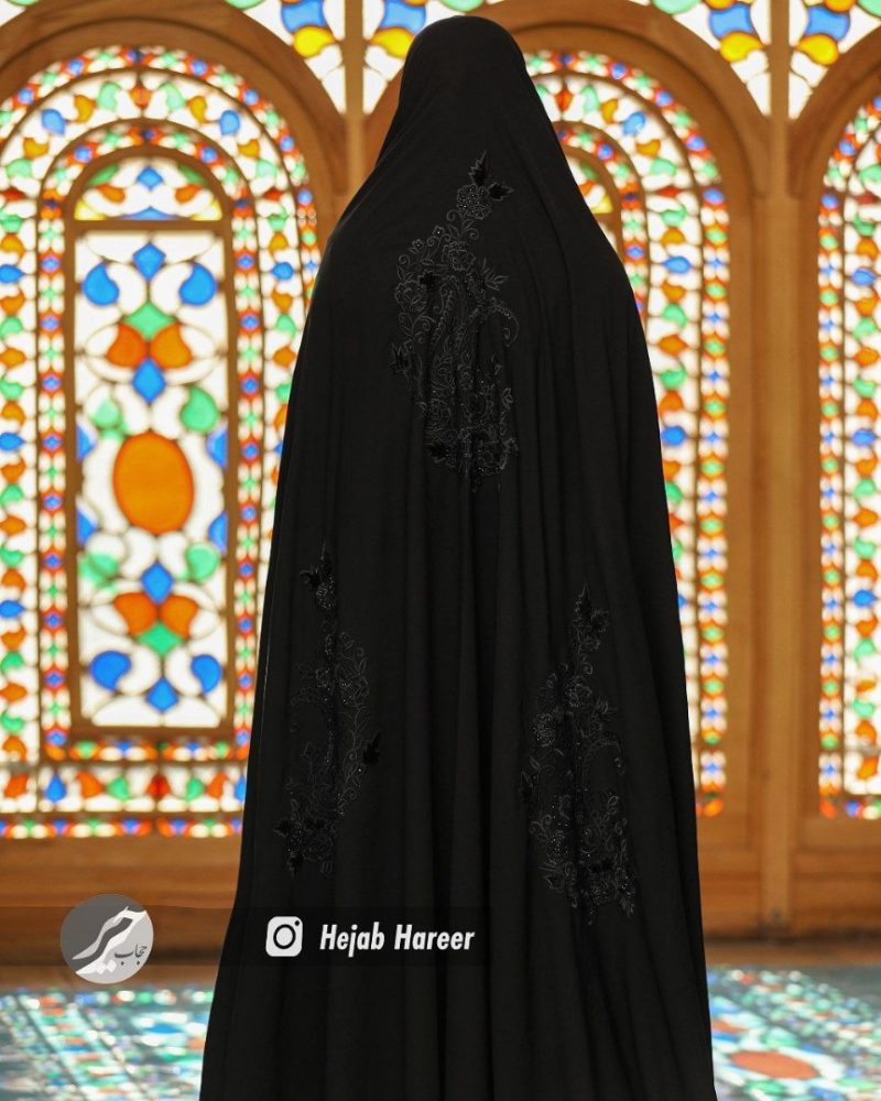 چادر مشکی سنتی گلدوزی شده کد 6557 - Image 4