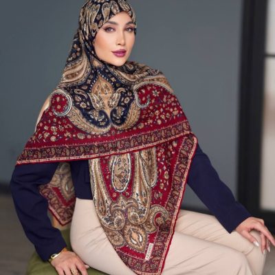 روسری رنگی طرح دار کد 6607