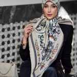 روسری رنگی طرح دار کد 6619