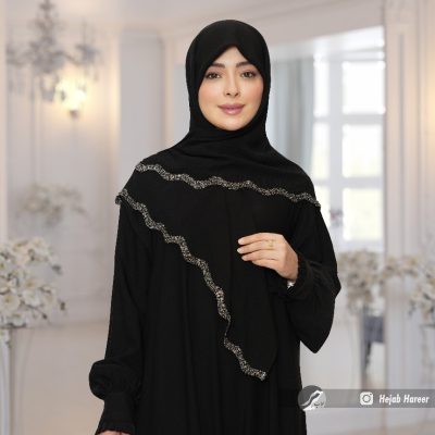 روسری مشکی کار شده کد 6730