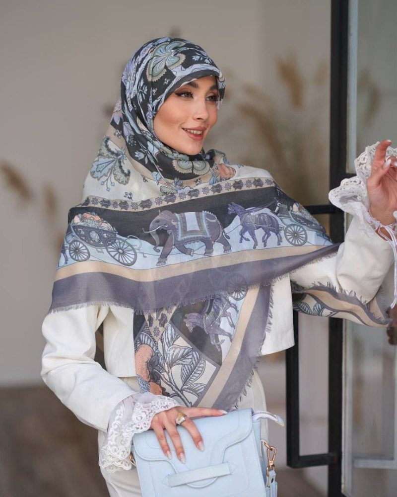 روسری رنگی طرح دار کد 6895 - Image 3