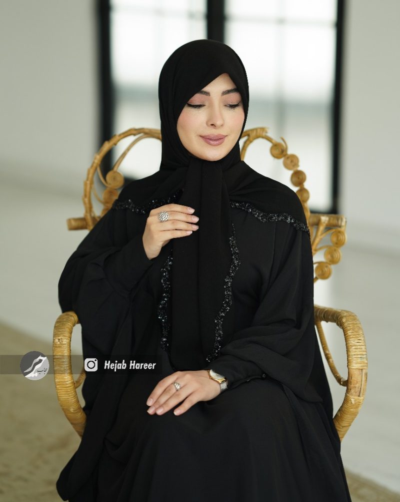 روسری مشکی کار شده کد 9445 - Image 1