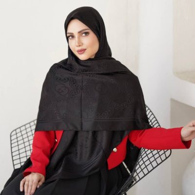 روسری مشکی طرح دار کد 9524