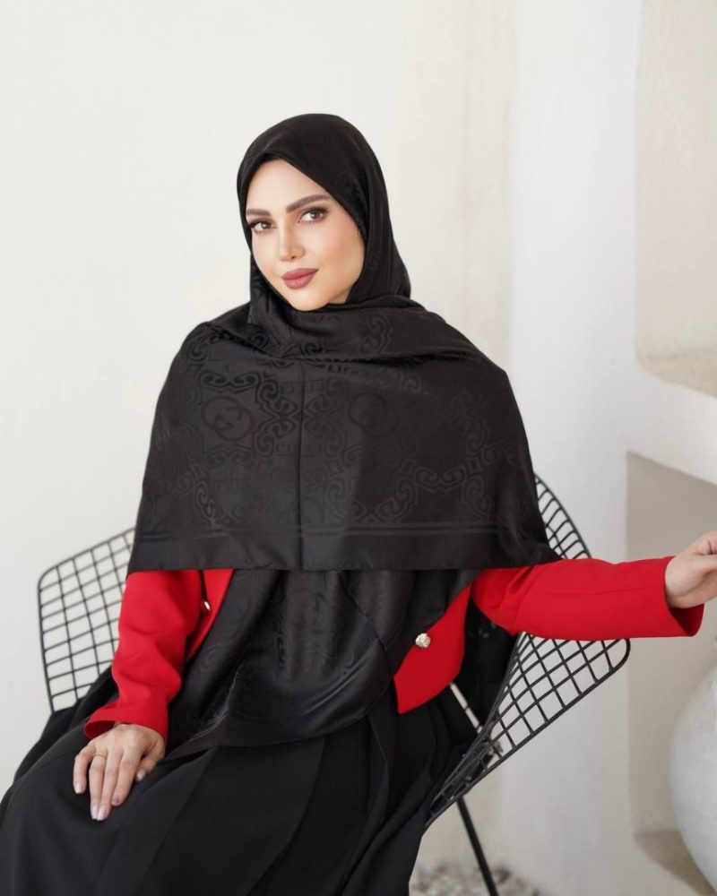 9524 روسری مشکی طرح دار کد 9524 - Image 1