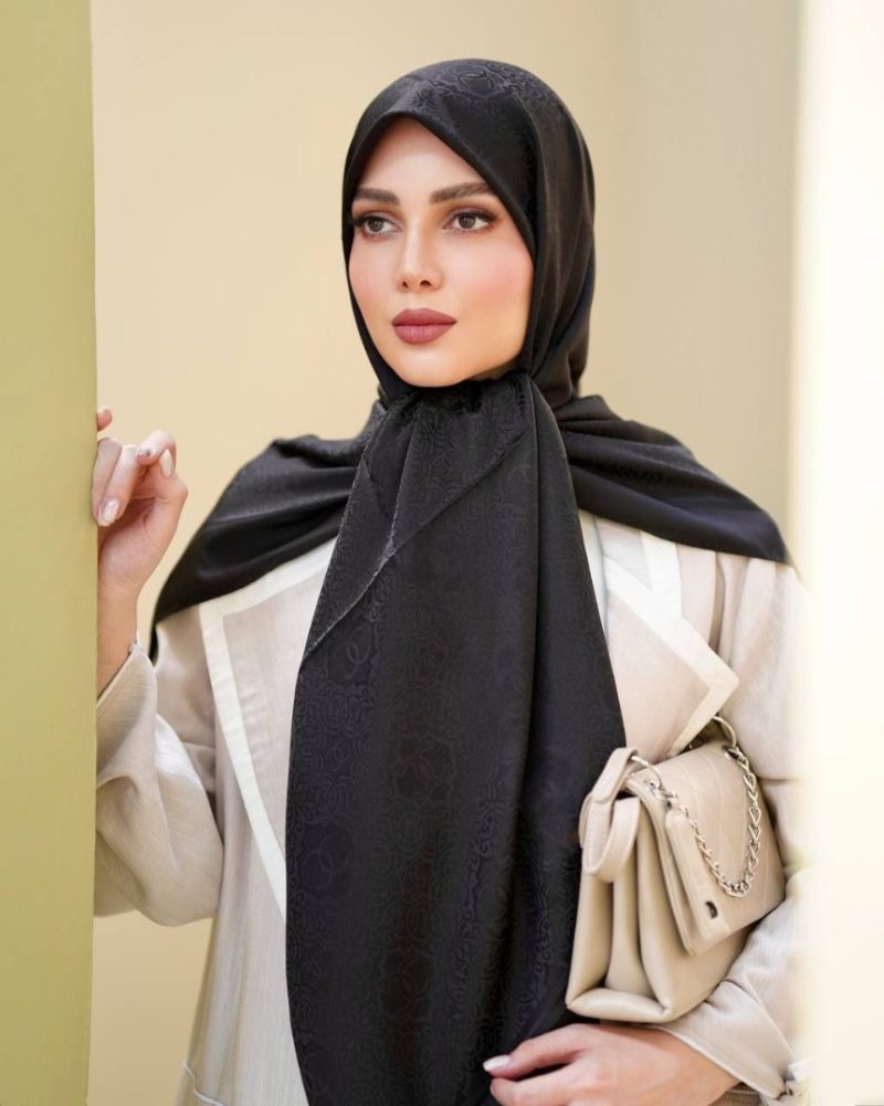 روسری مشکی طرح دار کد 9525 - Image 1
