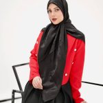 روسری مشکی طرح دار کد 9526