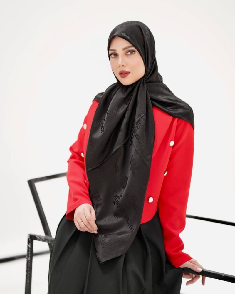 9526 روسری مشکی طرح دار کد 9526 - Image 1