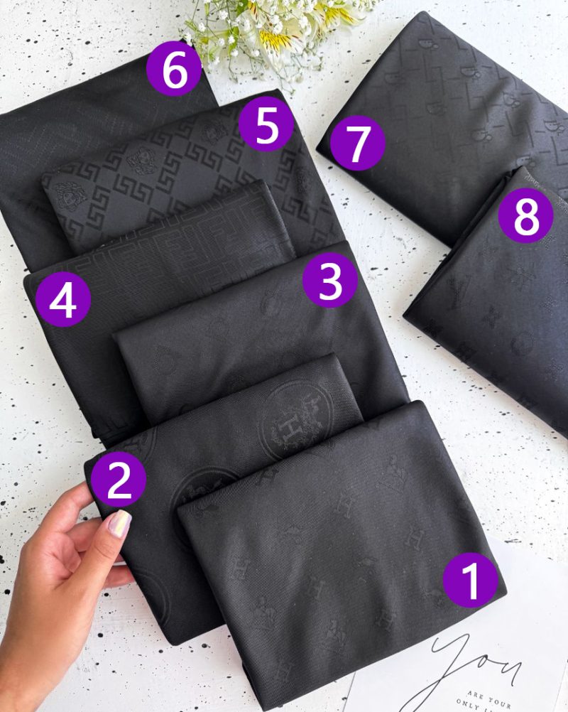 9538 روسری مشکی طرح دار کد 9538 - Image 1