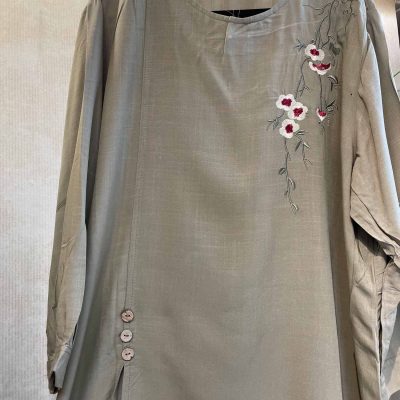 بلوز نخی آستین سه ربع کد 9572
