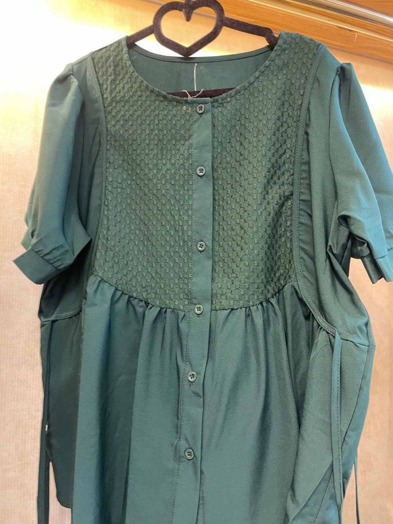 بلوز نخی چیندار آستین کوتاه کد 9592 - Image 1