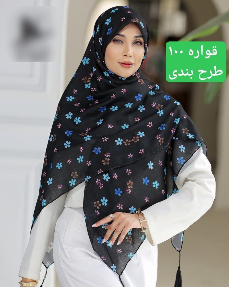 روسری رنگی طرح دار دخترانه کد 9605 - Image 11