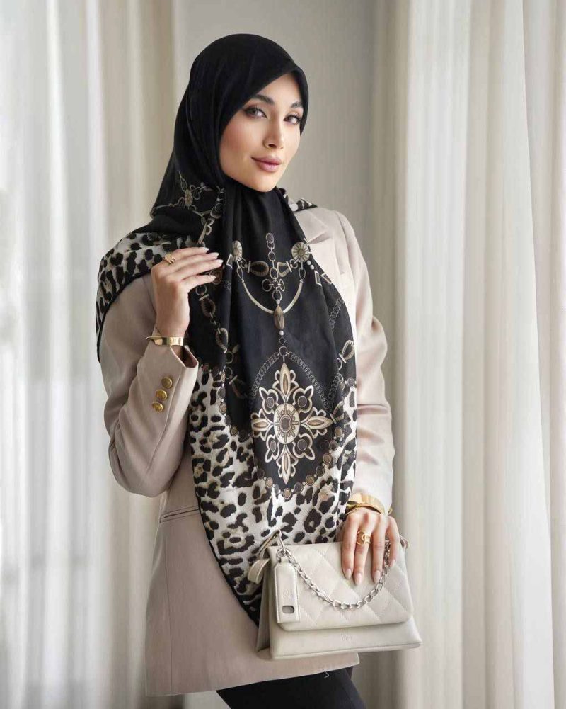 روسری رنگی طرح دار کد 9613 - Image 1