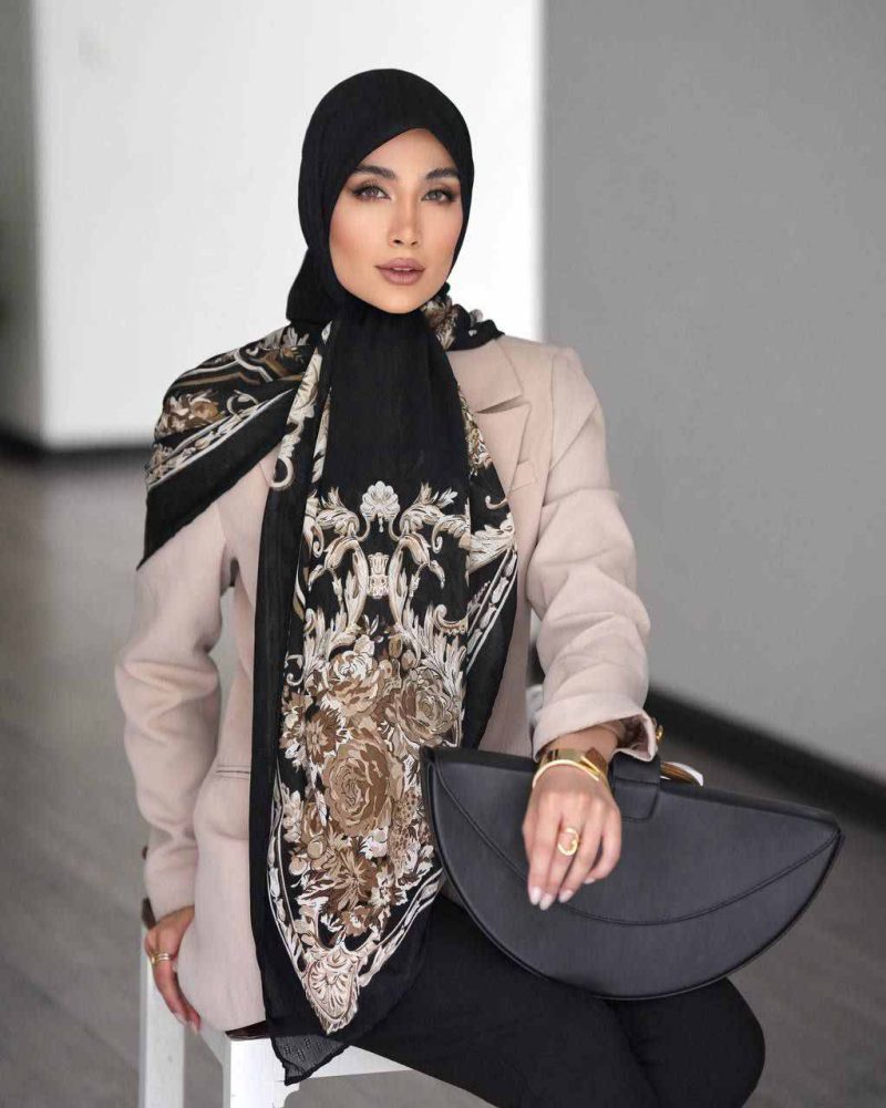 9614 روسری رنگی طرح دار کد 9614 - Image 1