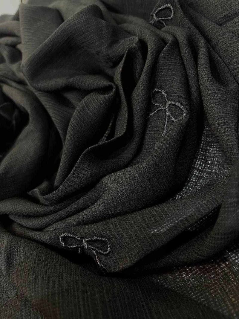 روسری مشکی پاپیون گلدوزی کد 9635 - Image 1