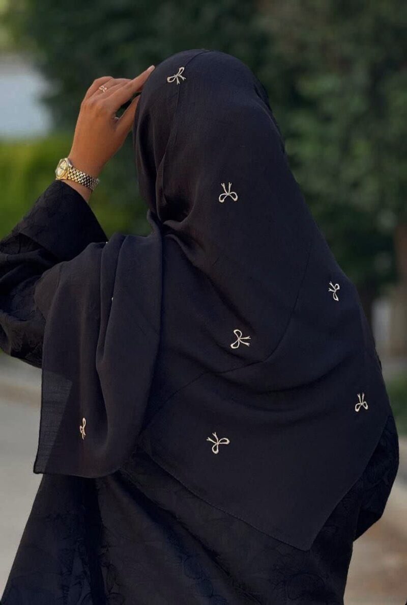 روسری مشکی پاپیون گلدوزی کد 9637 - Image 3