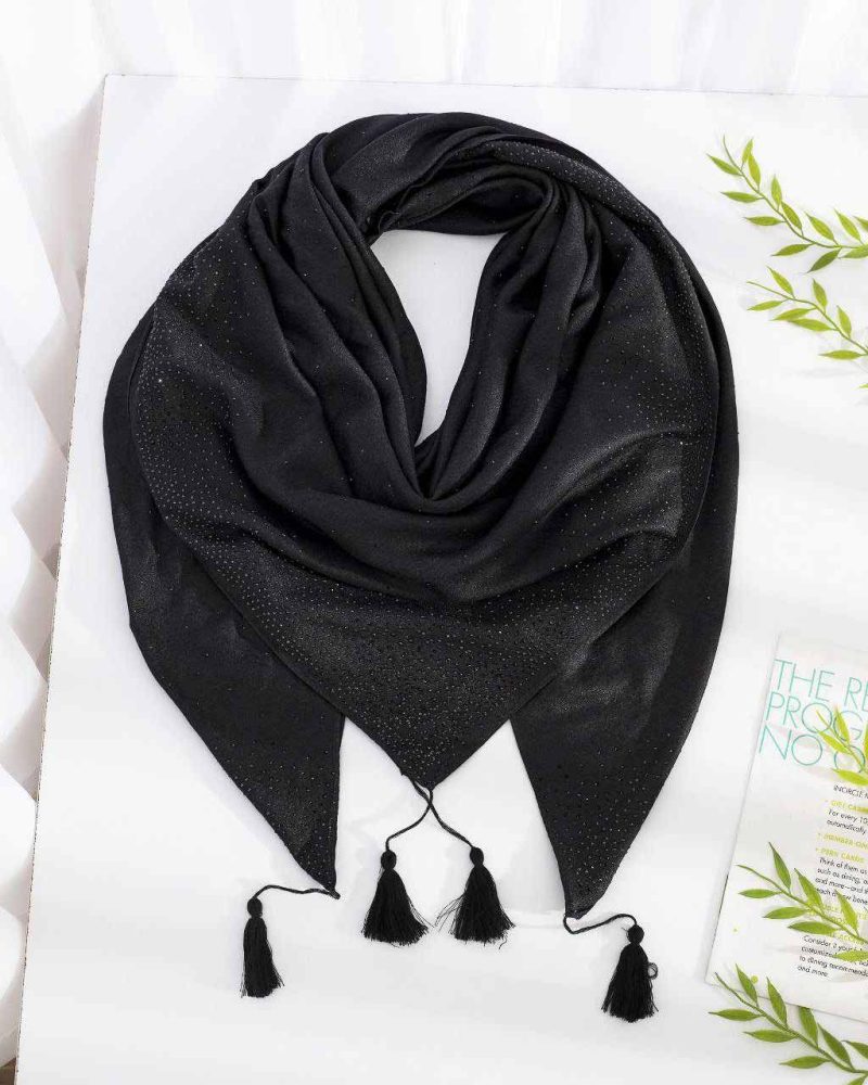 روسری مشکی کارشده کد 9640 - Image 1