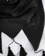 روسری مشکی کارشده کد 9640 - Image 3