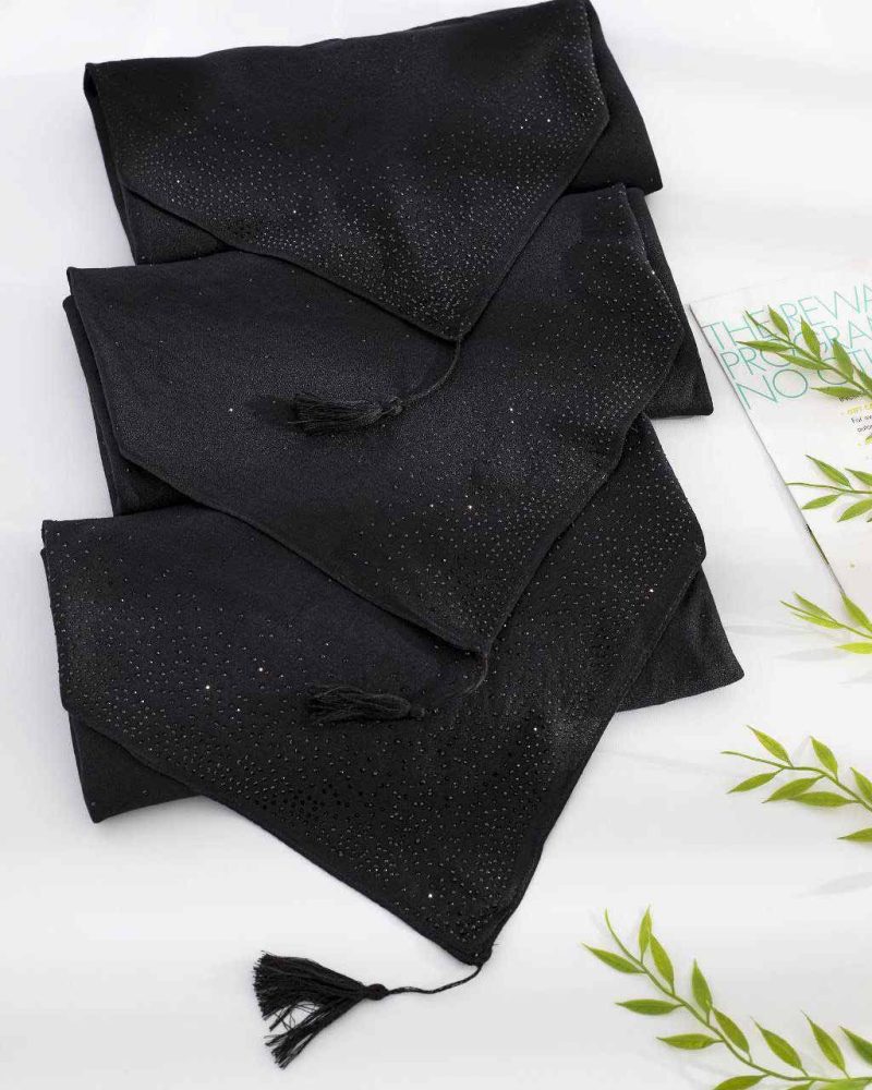 روسری مشکی کارشده کد 9640 - Image 2